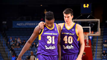 ONTARIO, CA - DECEMBER 28: Thomas Bryant #31 and Ivica Zubac #40 of the South Bay Lakers during the game against the Agua Caliente Clippers of Ontario on December 28, 2017 at Citizens Business Bank Arena in Ontario, California. NOTE TO USER: User expressly acknowledges and agrees that, by downloading and/or using this photograph, User is consenting to the terms and conditions of Getty Images License Agreement. Mandatory Copyright Notice: Copyright 2017 NBAE (Photo by Juan Ocampo/NBAE via Getty Images)
