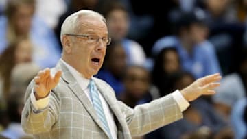 CHAPEL HILL, NC - JANUARY 20: Head coach Roy Williams of the North Carolina Tar Heels reacts during their game against the Georgia Tech Yellow Jackets at Dean Smith Center on January 20, 2018 in Chapel Hill, North Carolina. (Photo by Streeter Lecka/Getty Images)
