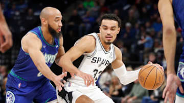 Jordan McLaughlin, Tre Jones, Minnesota Timberwolves Mandatory Credit: Bruce Kluckhohn-USA TODAY Sports