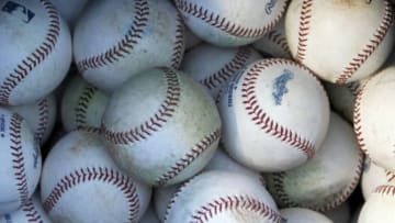 Sep 21, 2012; Houston, TX, USA; General view of Major League baseballs in a bucket before a game between the Houston Astros and Pittsburgh Pirates at Minute Maid Park. Mandatory Credit: Brett Davis-USA TODAY Sports