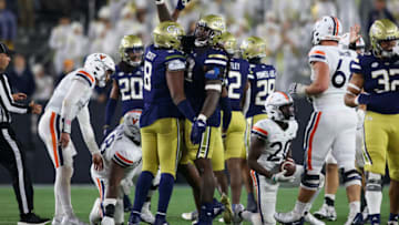 Oct 20, 2022; Atlanta, Georgia, USA; Georgia Tech Yellow Jackets defensive lineman Zeek Biggers (88) celebrates after a tackle against the Virginia Cavaliers in the second half at Bobby Dodd Stadium. Mandatory Credit: Brett Davis-USA TODAY Sports