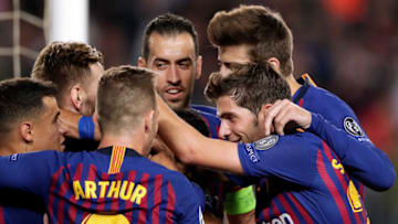 Rafinha of FC Barcelona celebrates 1-0 with Philippe Coutinho of FC Barcelona, Arthur of FC Barcelona, Jordi Alba of FC Barcelona, Sergio Busquets of FC Barcelona, Gerard Pique of FC Barcelona, Sergi Roberto of FC Barcelona (Photo by Jeroen Meuwsen/Soccrates/Getty Images)