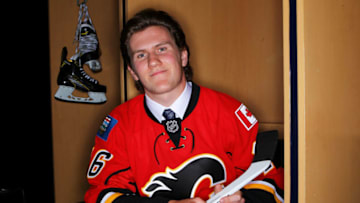 BUFFALO, NY - JUNE 25: Adam Fox poses for a portrait after being selected 66th overall by the Calgary Flames during the 2016 NHL Draft on June 25, 2016 in Buffalo, New York. (Photo by Jeffrey T. Barnes/Getty Images)