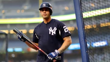 NEW YORK, NY - OCTOBER 8: Gary Sanchez #24 of the New York Yankees looks on during batting practice prior to Game 3 of the ALDS against the Boston Red Soxat Yankee Stadium on Monday, October 8, 2018 in the Bronx borough of New York City. (Photo by Alex Trautwig/MLB Photos via Getty Images)