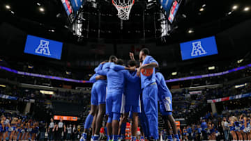 MEMPHIS, TN - FEBRUARY 22: The Memphis Tigers huddle together before a game against the Houston Cougars during a game on February 22, 2020 at FedExForum in Memphis, Tennessee. Memphis defeated Temple 60-59. (Photo by Joe Murphy/Getty Images)