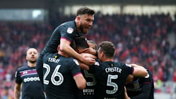 MIDDLESBROUGH, ENGLAND - MAY 12: Aston Villa celebrate after Mile Jedinak of Aston Villa scores his sides first goal during the Sky Bet Championship Play Off Semi Final First Leg match between Middlesbrough and Aston Villa at Riverside Stadium on May 12, 2018 in Middlesbrough, England. (Photo by Alex Livesey/Getty Images)