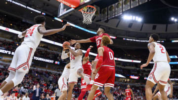 CHICAGO, IL - MARCH 14: Ohio State Buckeyes forward Kaleb Wesson (34) grabs the rebound against Indiana Hoosiers forward Juwan Morgan (13) during a Big Ten Tournament game between the Indiana Hoosiers and the Ohio State Buckeyes on March 14, 2019, at the United Center in Chicago, IL. (Photo by Patrick Gorski/Icon Sportswire via Getty Images)