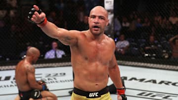 SAO PAULO, BRAZIL - SEPTEMBER 22: (R-L) Thales Leites of Brazil reacts after facing Hector Lombard of Cuba in their middleweight bout during the UFC Fight Night event at Ibirapuera Gymnasium on September 22, 2018 in Sao Paulo, Brazil. (Photo by Buda Mendes/Zuffa LLC/Zuffa LLC via Getty Images)