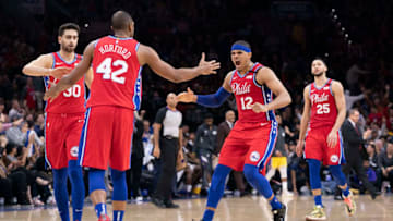Furkan Korkmaz, Al Horford, Tobias Harris, Ben Simmons | Philadelphia 76ers (Photo by Mitchell Leff/Getty Images)
