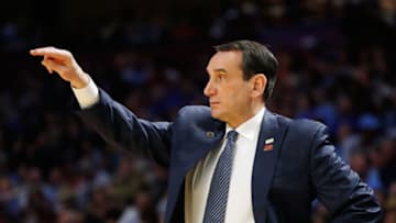 GREENVILLE, SC - MARCH 19: Head coach Mike Krzyzewski of the Duke Blue Devils reacts in the first half against the South Carolina Gamecocks during the second round of the 2017 NCAA Men's Basketball Tournament at Bon Secours Wellness Arena on March 19, 2017 in Greenville, South Carolina. (Photo by Gregory Shamus/Getty Images)