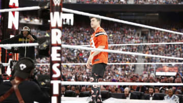 EAST RUTHERFORD, NEW JERSEY - APRIL 07: SNL's Michael Che and Colin Jost at WWE WrestleMania at Met Life Stadium on April 07, 2019 in East Rutherford, New Jersey. (Photo by Brian Ach/Getty Images for WWE)