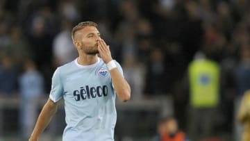ROME, ROMA - OCTOBER 22: Ciro Immobile of SS Lazio celebrates a second goal during the Serie A match between SS Lazio and Cagliari Calcio at Stadio Olimpico on October 22, 2017 in Rome, Italy. (Photo by Marco Rosi/Getty Images)