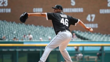 DETROIT, MICHIGAN - AUGUST 07: Ivan Nova #46 of the Chicago White Sox throws a first inning pitch while playing the Detroit Tigers at Comerica Park on August 07, 2019 in Detroit, Michigan. (Photo by Gregory Shamus/Getty Images)
