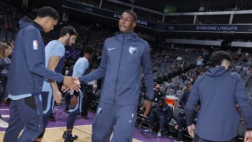SACRAMENTO, CA - OCTOBER 24: Jaren Jackson Jr. #13 of the Memphis Grizzlies gets introduced into the game against the Sacramento Kings on October 24, 2018 at Golden 1 Center in Sacramento, California. NOTE TO USER: User expressly acknowledges and agrees that, by downloading and or using this photograph, User is consenting to the terms and conditions of the Getty Images Agreement. Mandatory Copyright Notice: Copyright 2018 NBAE (Photo by Rocky Widner/NBAE via Getty Images)