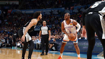 OKC Thunder's Chris Paul #3 handles the ball against the Spurs (Photo by Zach Beeker/NBAE via Getty Images)