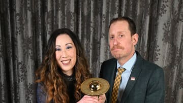 BURBANK, CALIFORNIA - OCTOBER 25: Angela Kang and Scott Gimple poses for a portrait at the 50th anniversary of the Saturn Awards at The Marriott Burbank Convention Center on October 25, 2022 in Burbank, California. (Photo by Jody Cortes/Getty Images for ABA)