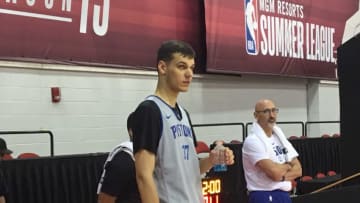 Deividas Sirvydis during summer league practice for the Detroit Pistons in Las Vegas, July 3, 2019.Deividas Sirvydis