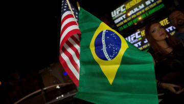 LAS VEGAS, NV - JULY 3: A detail shot of the Brazil flag at the UFC Brazilian party during UFC International Fight Week inside the Rockhouse at The Venetian Las Vegas on July 3, 2014 in Las Vegas, Nevada. (Photo by Al Powers/Zuffa LLC/Zuffa LLC via Getty Images)