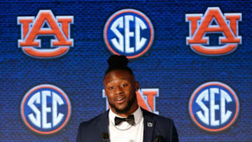 Auburn football linebacker Owen Pappoe answers questions in the Hyatt Regency during SEC Media Days in Hoover, Ala., Thursday, July 22, 2021. [Staff Photo/Gary Cosby Jr.]Sec Media Days Auburn