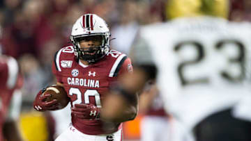 Running back Kevin Harris #20 of the South Carolina Gamecocks. (Photo by Michael Chang/Getty Images)