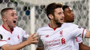 Lallana celebrates his goal against Bordeaux (via LFC Official Facebok Page)
