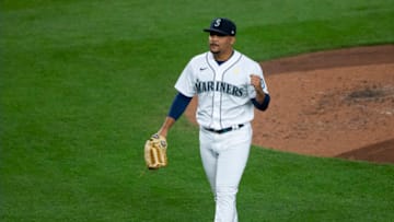SEATTLE, WA - SEPTEMBER 05: Justus Sheffield #33 of the Seattle Mariners pumps his fist after pitching in the fifth inning against the Texas Rangers at T-Mobile Park on September 5, 2020 in Seattle, Washington. (Photo by Lindsey Wasson/Getty Images)