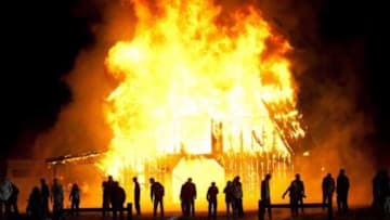 Farm fire. The Walking Dead. AMC