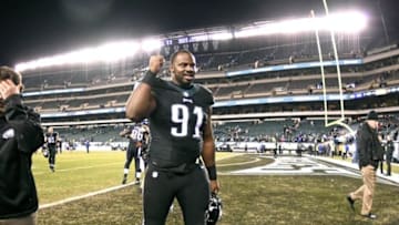 Oct 19, 2015; Philadelphia, PA, USA; Philadelphia Eagles defensive end Fletcher Cox (91) walks off the field after own against the New York Giants at Lincoln Financial Field. The Eagles defeated the Giants, 27-7. Mandatory Credit: Eric Hartline-USA TODAY Sports