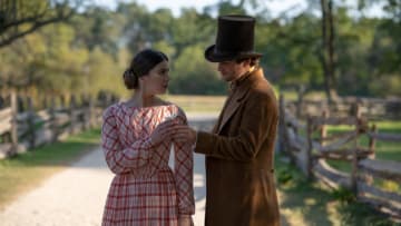 Hailee Steinfeld and Finn Jones in season two of “Dickinson,” premiering January 8 on Apple TV+. © 2020 Apple Inc. All rights reserved.