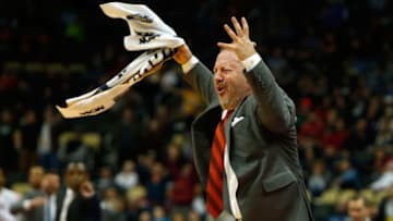 PITTSBURGH, PA - MARCH 15: Head coach Buzz Williams of the Virginia Tech Hokies reacts to Justin Robinson #5 foul on Collin Sexton #2 of the Alabama Crimson Tide late in the second half of the game in the first round of the 2018 NCAA Men's Basketball Tournament at PPG PAINTS Arena on March 15, 2018 in Pittsburgh, Pennsylvania. (Photo by Justin K. Aller/Getty Images)