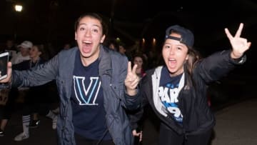 Apr 4, 2016; Villanova, PA, USA; Villanova fans rush out of the Pavilion as the Villanova Wildcats win the national championship over the North Carolina Tar Heels. Mandatory Credit: Bill Streicher-USA TODAY Sports