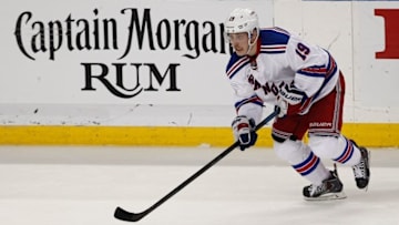 May 22, 2015; Tampa, FL, USA;New York Rangers right wing Jesper Fast (19) skates against the Tampa Bay Lightning in game four of the Eastern Conference Final of the 2015 Stanley Cup Playoffs at Amalie Arena. Mandatory Credit: Reinhold Matay-USA TODAY Sports
