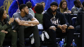 NEW ORLEANS, LA - FEBRUARY 17: Anthony Davis of the New Orleans Pelicans talks to DeMarcus Cousins of the Sacramento Kings during the NBA All-Star Celebrity Game at the Mercedes-Benz Superdome on February 17, 2017 in New Orleans, Louisiana. NOTE TO USER: User expressly acknowledges and agrees that, by downloading and or using this photograph, User is consenting to the terms and conditions of the Getty Images License Agreement. (Photo by Jonathan Bachman/Getty Images)