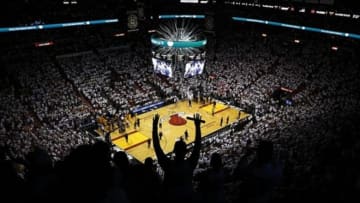 Jun 3, 2013; Miami, FL, USA; Miami Heat fans react during the third quarter of game 7 of the 2013 NBA Eastern Conference Finals against the Indiana Pacers at American Airlines Arena. Mandatory Credit: Robert Mayer-USA TODAY Sports