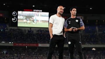 YOKOHAMA, JAPAN - JULY 27: Manchester City manager, Pep Guardiola looks on during the preseason friendly match between Yokohama F.Marinos and Manchester City at Nissan Stadium on July 27, 2019 in Yokohama, Kanagawa, Japan. (Photo by Koji Watanabe/Getty Images)