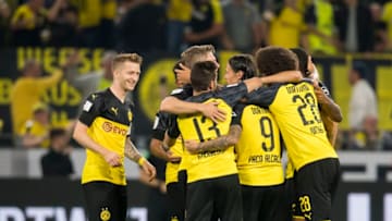 DORTMUND, GERMANY - AUGUST 03: Paco Alcacer celebrates his goal to the 1:0 during the DFL Supercup 2019 match at the Signal Iduna Park on August 03, 2019 in Dortmund, Germany. (Photo by Alexandre Simoes/Borussia Dortmund via Getty Images)