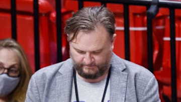 MIAMI, FLORIDA - MAY 13: President of Basketball Operations Daryl Morey of the Philadelphia 76ers looks on prior to the game against the Miami Heat at American Airlines Arena on May 13, 2021 in Miami, Florida. NOTE TO USER: User expressly acknowledges and agrees that, by downloading and or using this photograph, User is consenting to the terms and conditions of the Getty Images License Agreement. (Photo by Michael Reaves/Getty Images)