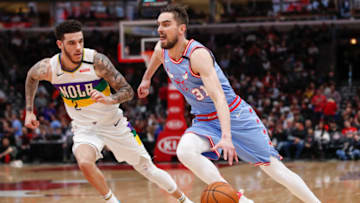 Tomas Satoransky, Lonzo Ball, Chicago Bulls Mandatory Credit: Kamil Krzaczynski-USA TODAY Sports