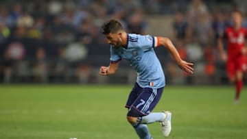 NEW YORK, NY - JULY 19: David Villa of New York City during MLS fixture between Toronto FC and New York City FC at Yankee Stadium on July 19, 2017 in New York City. (Photo by Robbie Jay Barratt - AMA/Getty Images)
