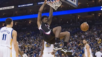March 23, 2016; Oakland, CA, USA; Los Angeles Clippers center DeAndre Jordan (6) dunks the basketball against the Golden State Warriors during the second quarter at Oracle Arena. Mandatory Credit: Kyle Terada-USA TODAY Sports