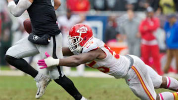 OAKLAND, CA - OCTOBER 16: Outside linebacker Dee Ford