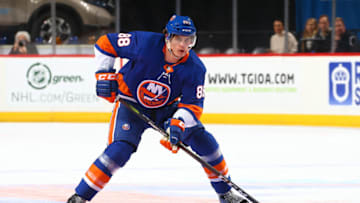 NEW YORK, NY - MARCH 15: Brandon Davidson #88 of the New York Islanders skates against the Washington Capitals at Barclays Center on March 15, 2018 in New York City. Washington Capitals defeated the New York Islanders 7-3 (Photo by Mike Stobe/NHLI via Getty Images)