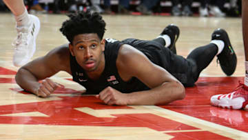Feb 28, 2023; Lincoln, Nebraska, USA; Michigan State Spartans guard A.J. Hoggard (11) looks up for a call during the game against the Nebraska Cornhuskers in the second half at Pinnacle Bank Arena. Mandatory Credit: Steven Branscombe-USA TODAY Sports