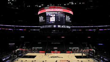 LOS ANGELES, CALIFORNIA - FEBRUARY 14: A general view at Staples Center before the game between the Los Angeles Clippers and the Cleveland Cavaliers on February 14, 2021 in Los Angeles, California. NOTE TO USER: User expressly acknowledges and agrees that, by downloading and or using this photograph, User is consenting to the terms and conditions of the Getty Images License Agreement. (Photo by Katelyn Mulcahy/Getty Images)