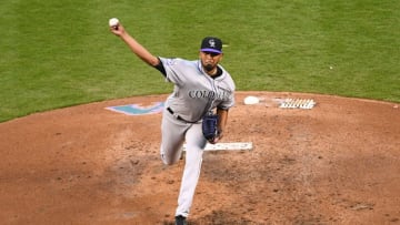 PHOENIX, AZ - MARCH 31: German Marquez #48 of the Colorado Rockies delivers a pitch in the third inning of the MLB game against the Arizona Diamondbacks at Chase Field on March 31, 2018 in Phoenix, Arizona. (Photo by Jennifer Stewart/Getty Images)