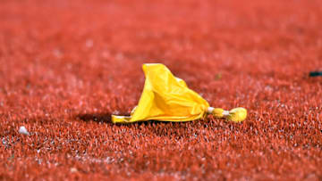 SALT LAKE CITY, UT - OCTOBER 8: Isolated view of a penalty flag during the game between the Arizona Wildcats and the Utah Utes at Rice-Eccles Stadium on October 8, 2016 in Salt Lake City, Utah. (Photo by Gene Sweeney Jr/Getty Images) *** Local Caption ***