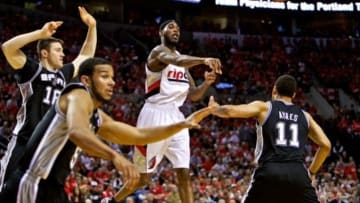 May 12, 2014; Portland, OR, USA; Portland Trail Blazers guard Will Barton (5) passes the ball against the San Antonio Spurs during the fourth quarter in game four of the second round of the 2014 NBA Playoffs at the Moda Center. Mandatory Credit: Craig Mitchelldyer-USA TODAY Sports