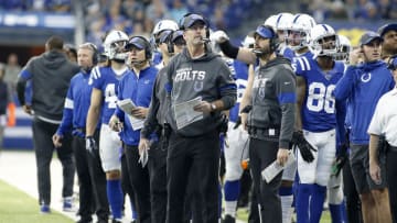 INDIANAPOLIS, INDIANA - DECEMBER 22: Head coach Frank Reich of the Indianapolis Colts on the sidelines in the game against the Carolina Panthers during the second quarter at Lucas Oil Stadium on December 22, 2019 in Indianapolis, Indiana. (Photo by Justin Casterline/Getty Images)