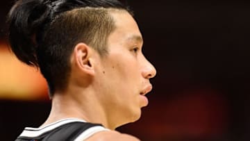 Oct 11, 2016; Miami, FL, USA; Brooklyn Nets guard Jeremy Lin (7) looks on against the Miami Heat during the first half at American Airlines Arena. Mandatory Credit: Steve Mitchell-USA TODAY Sports