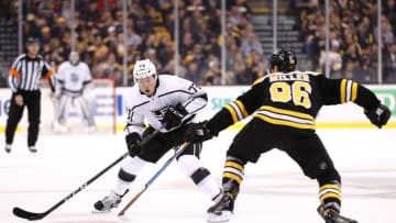 BOSTON, MA - OCTOBER 28: Tyler Toffoli #73 of the Los Angeles Kings skates against Kevan Miller #86 of the Boston Bruins during the first period at TD Garden on October 28, 2017 in Boston, Massachusetts. (Photo by Maddie Meyer/Getty Images)